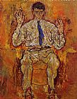 Egon Schiele Famous Paintings - Portrait of Albert Paris von Gutersloh